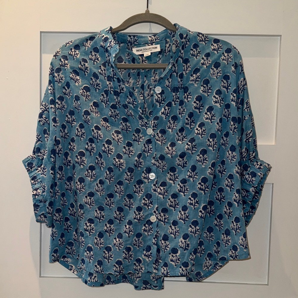 Emerson Fry Blue and White Floral Button Down Shirt